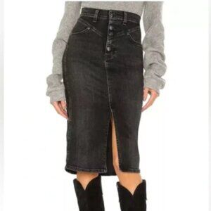 New Veronica Beard Herron High Waist Midi Denim Skirt in Washed Onyx Size 2